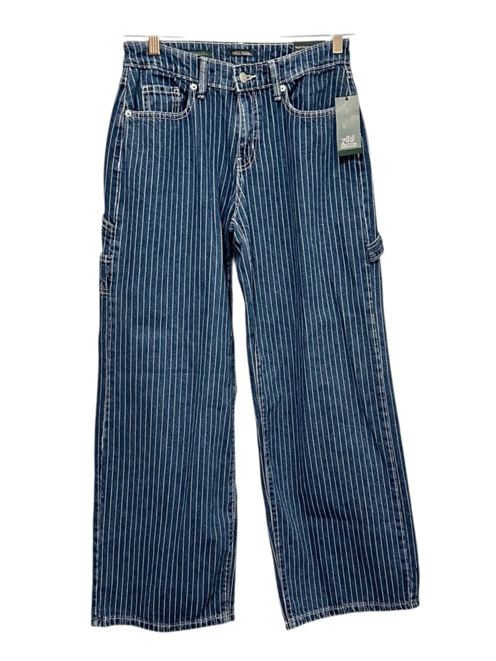 NWT Wild Fable Rigid Denim Low Rise Baggy Jeans Pinstripe Carpenter Size 4